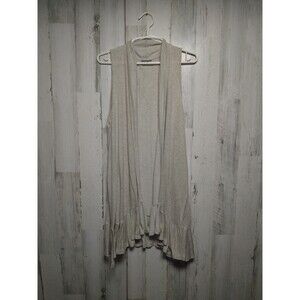 Pleione  Cardigan Women Large Cream Open Front Sleeveless